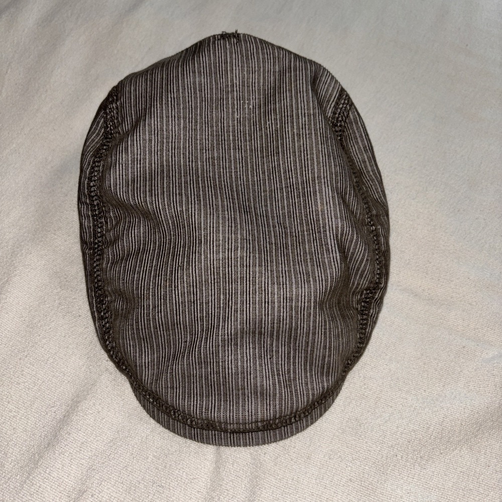 Vintage Stone Brown Striped Flat Cap Newsboy‎ Cabbie Men's S/M